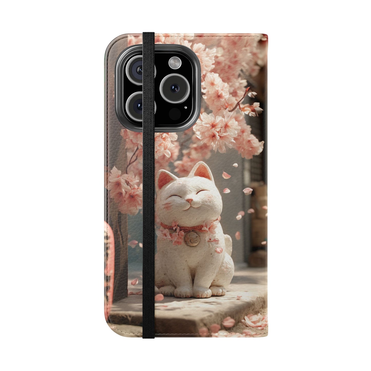 Sakura Lucky Cat - Wallet Flip Case