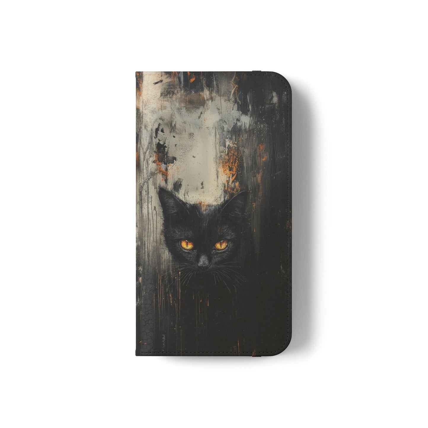 Black Cat Shadow Gaze - Wallet Flip Case