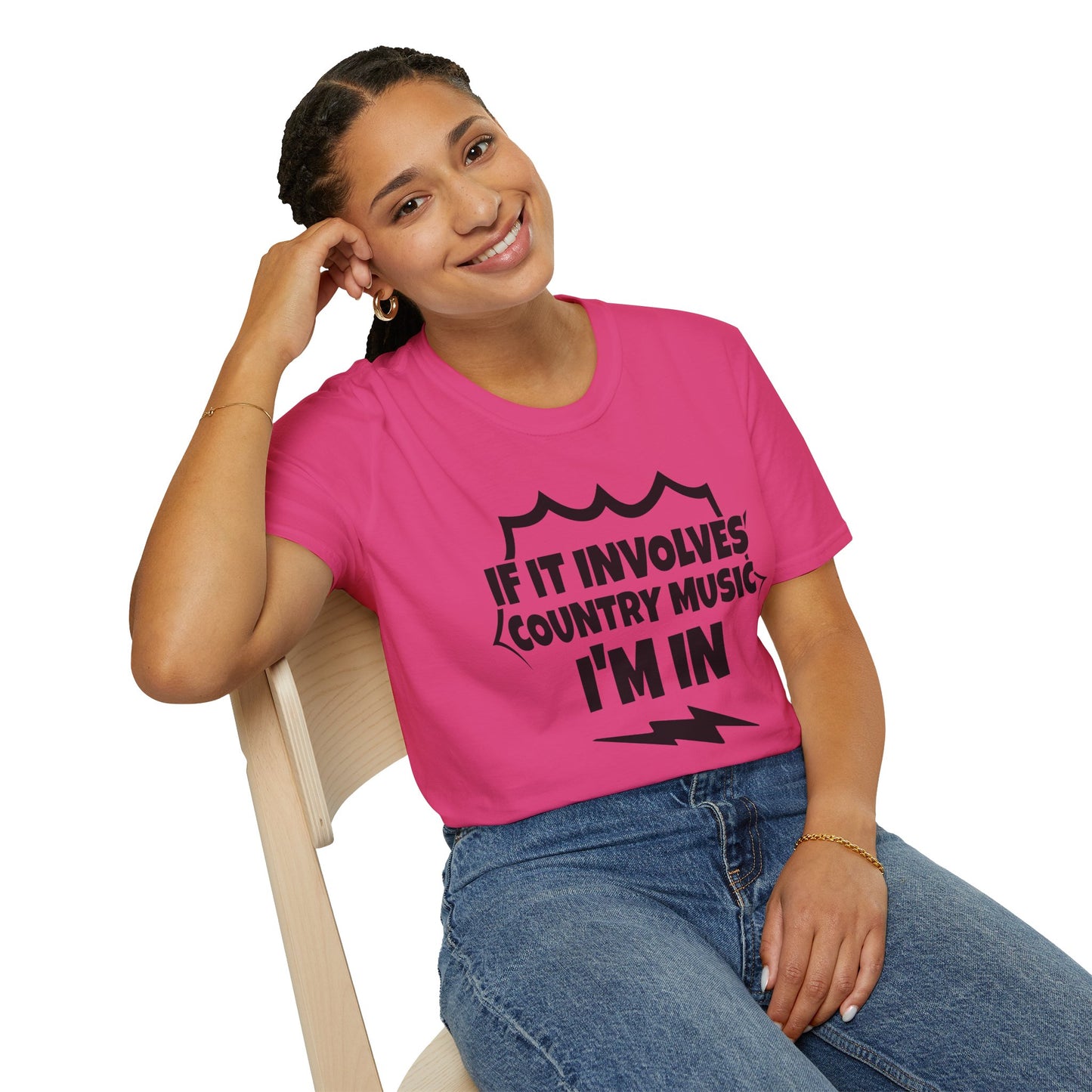 "If It Involves Country Music I'm In" Unisex Soft-Style T-Shirt