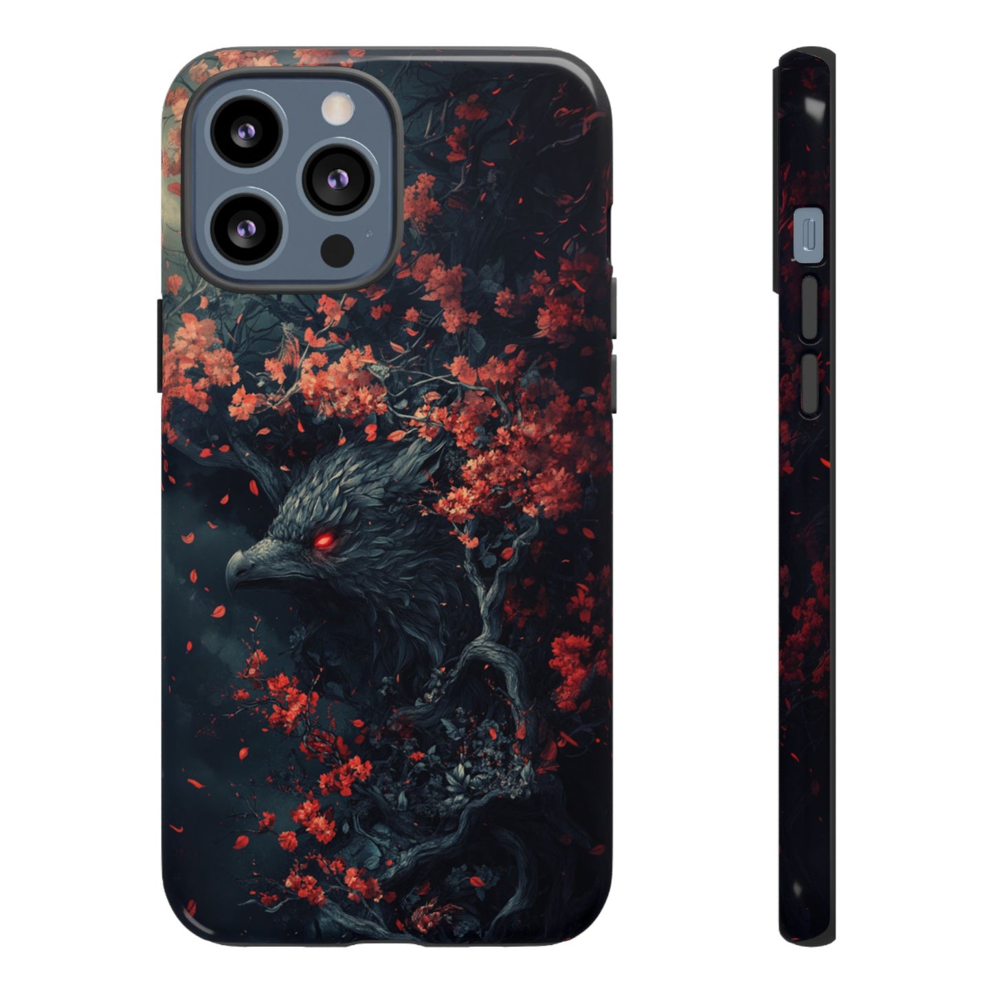 Crimson Raven Bloom – Tough iPhone Case