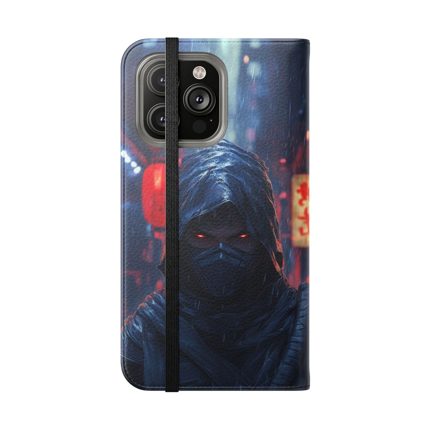 Cyberpunk Ninja Red Eyes Rain - Wallet Flip Case