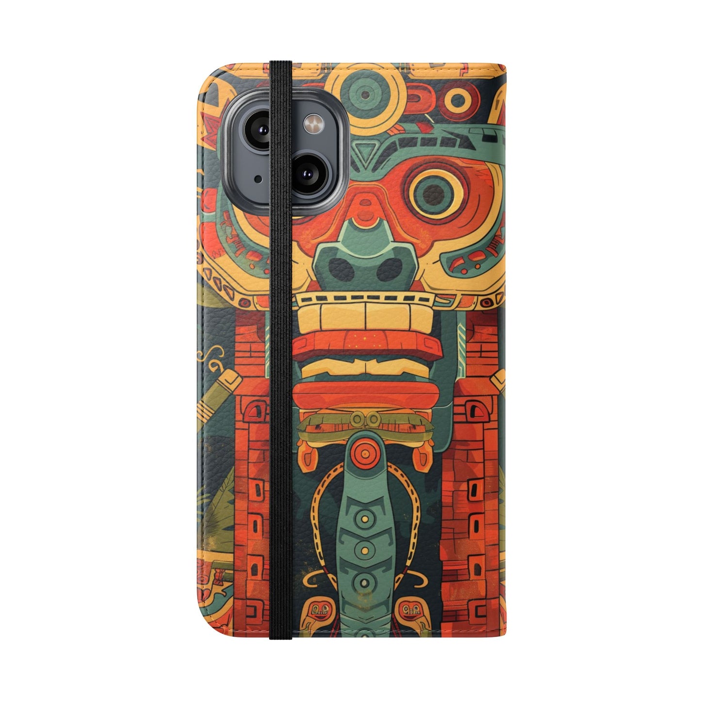 Aztec Totem Mask - Wallet Flip Case