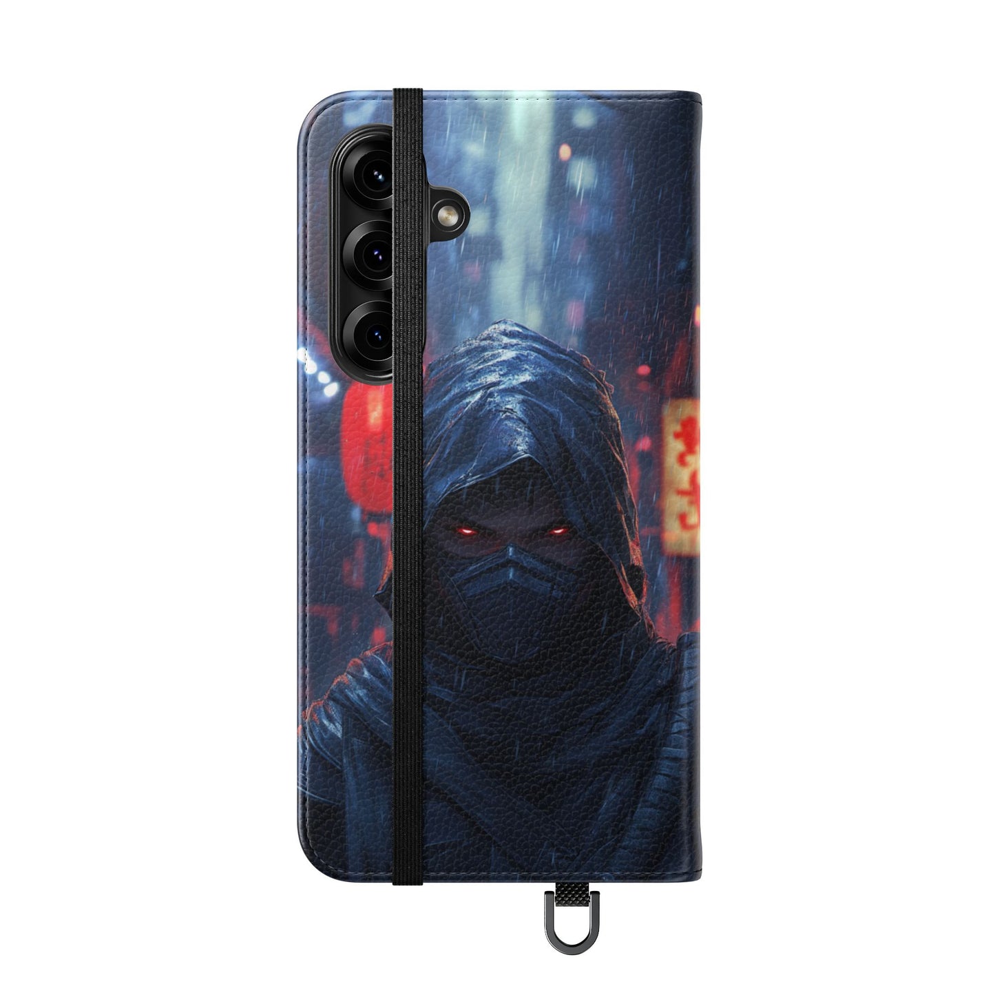 Cyberpunk Ninja Red Eyes Rain - Wallet Flip Case