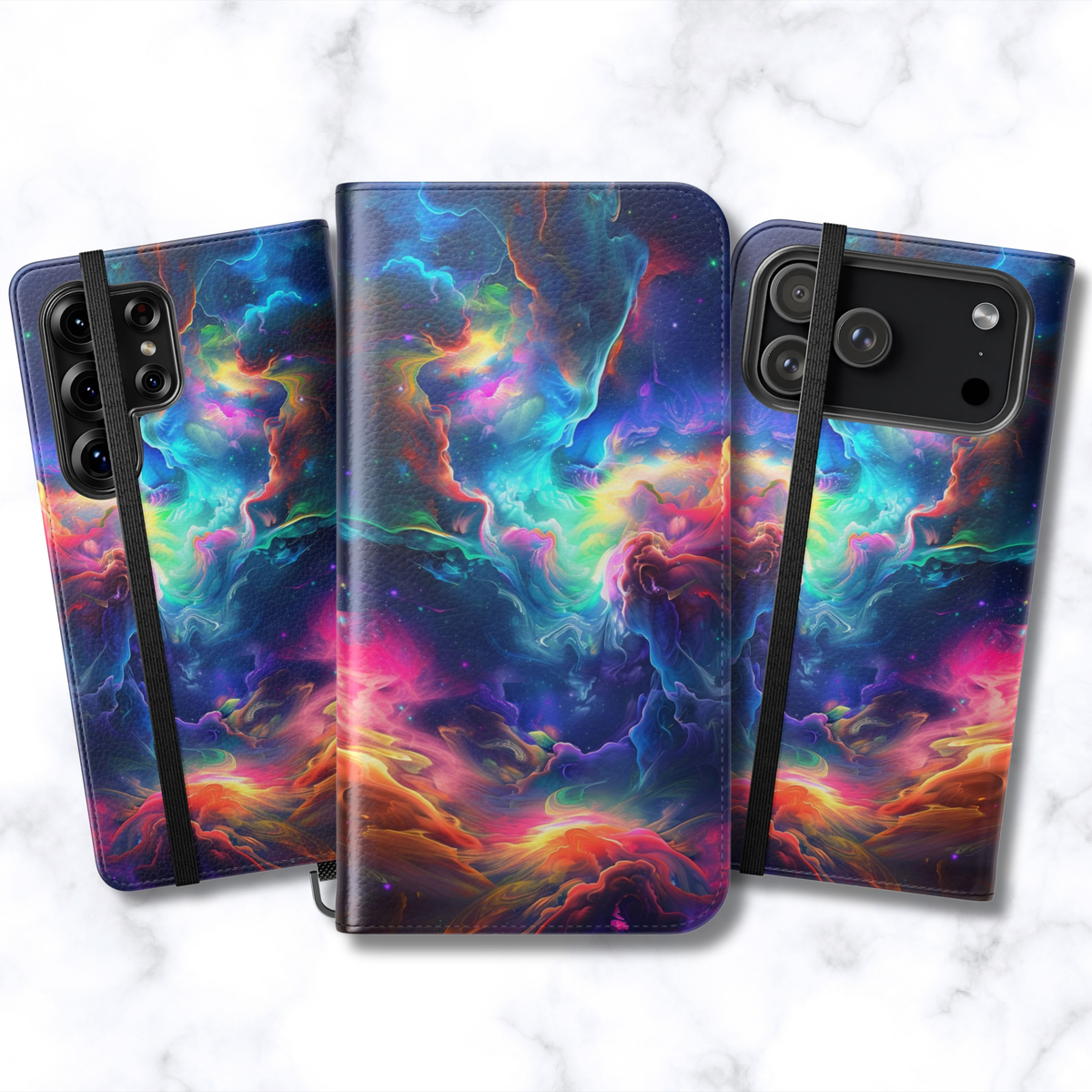 Rainbow Nebula Swirl - Folio Wallet Case