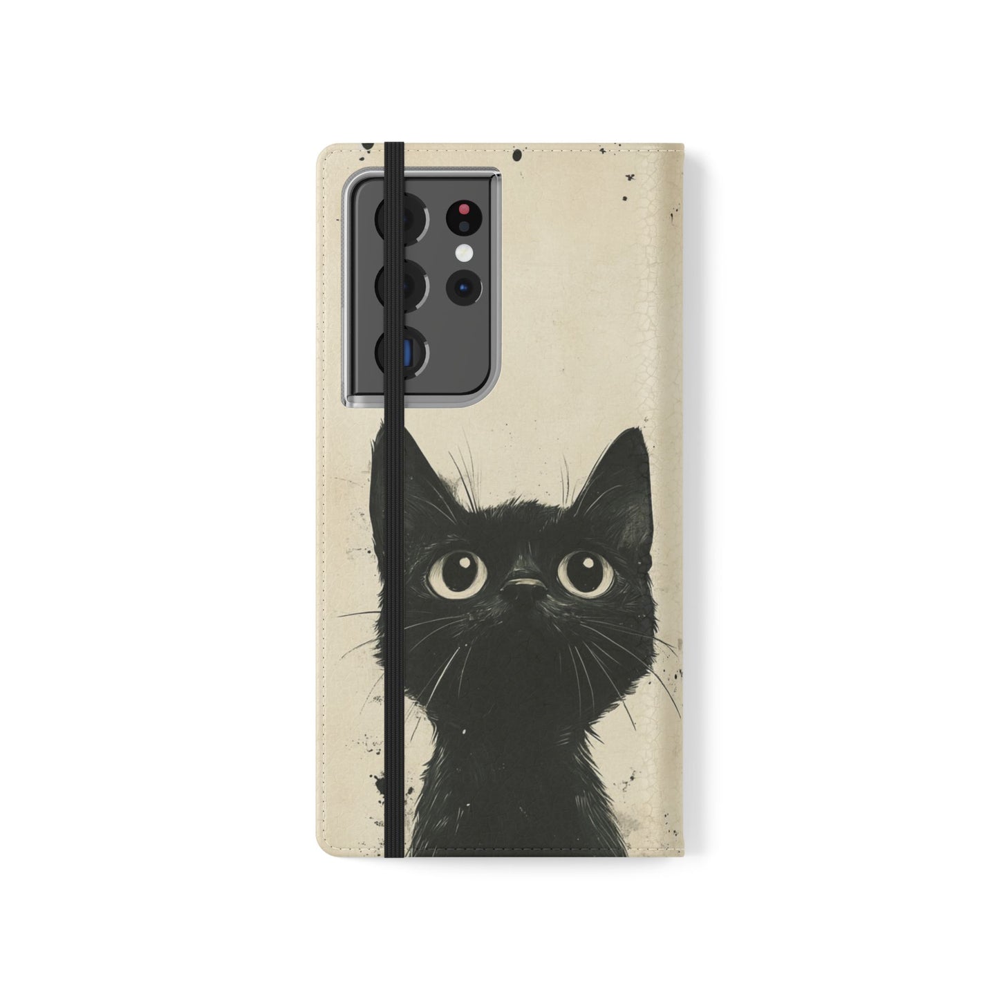 Black Cat Ink Sketch - Wallet Flip Case