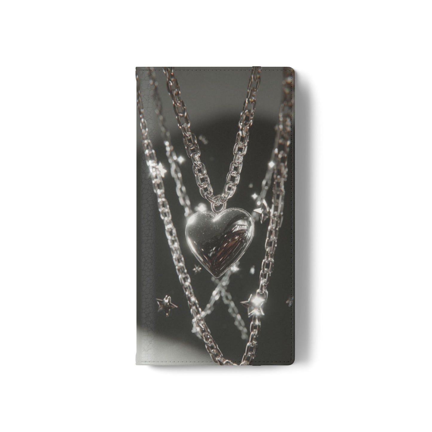Silver Heart Chains - Wallet Flip Case