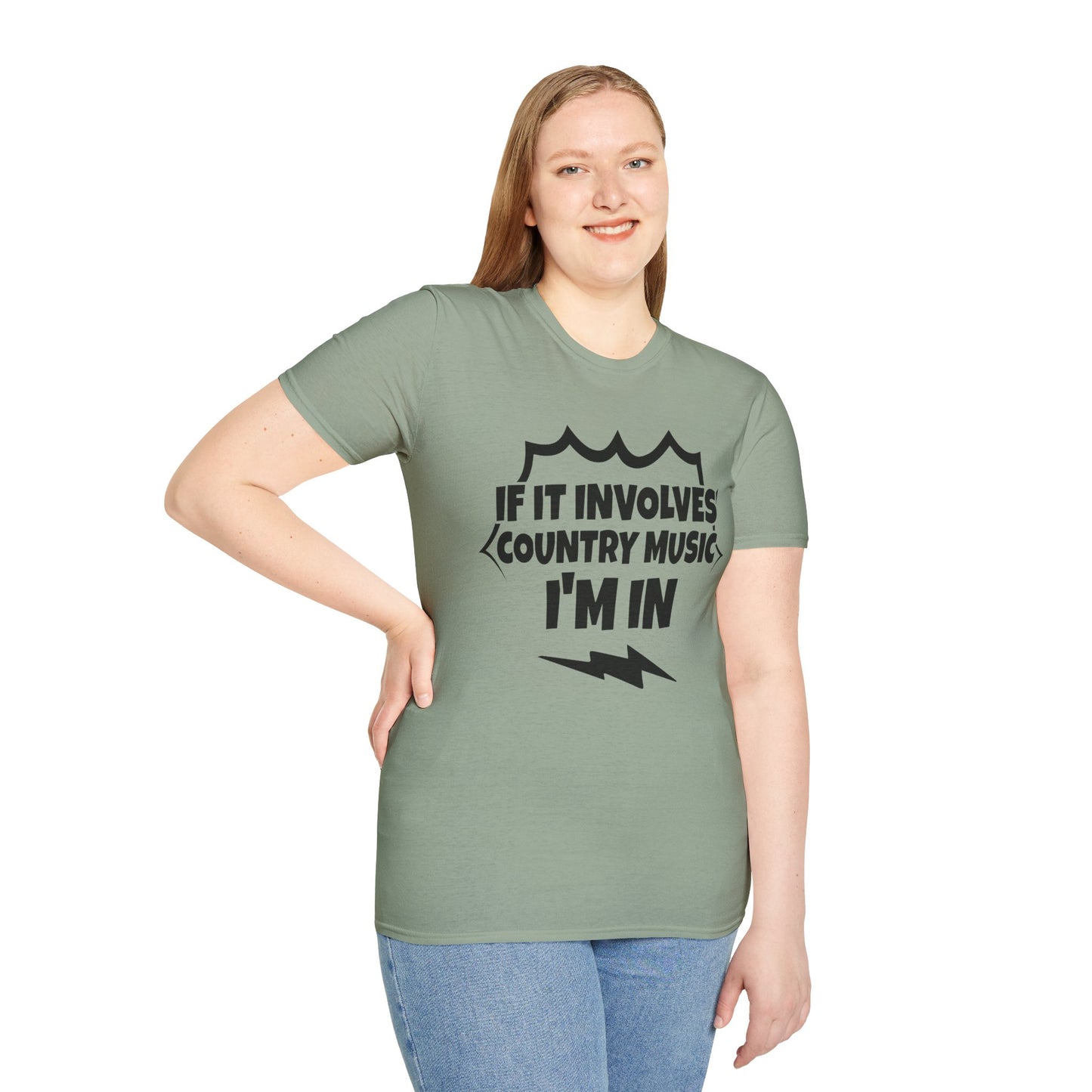 "If It Involves Country Music I'm In" Unisex Soft-Style T-Shirt