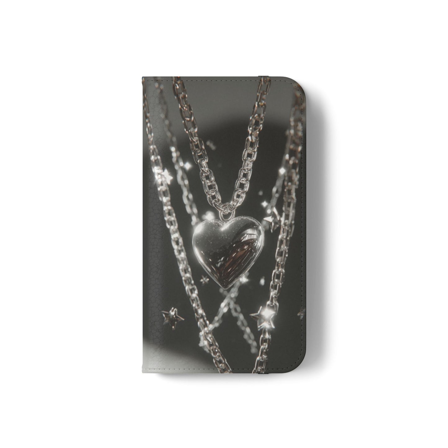 Silver Heart Chains - Wallet Flip Case