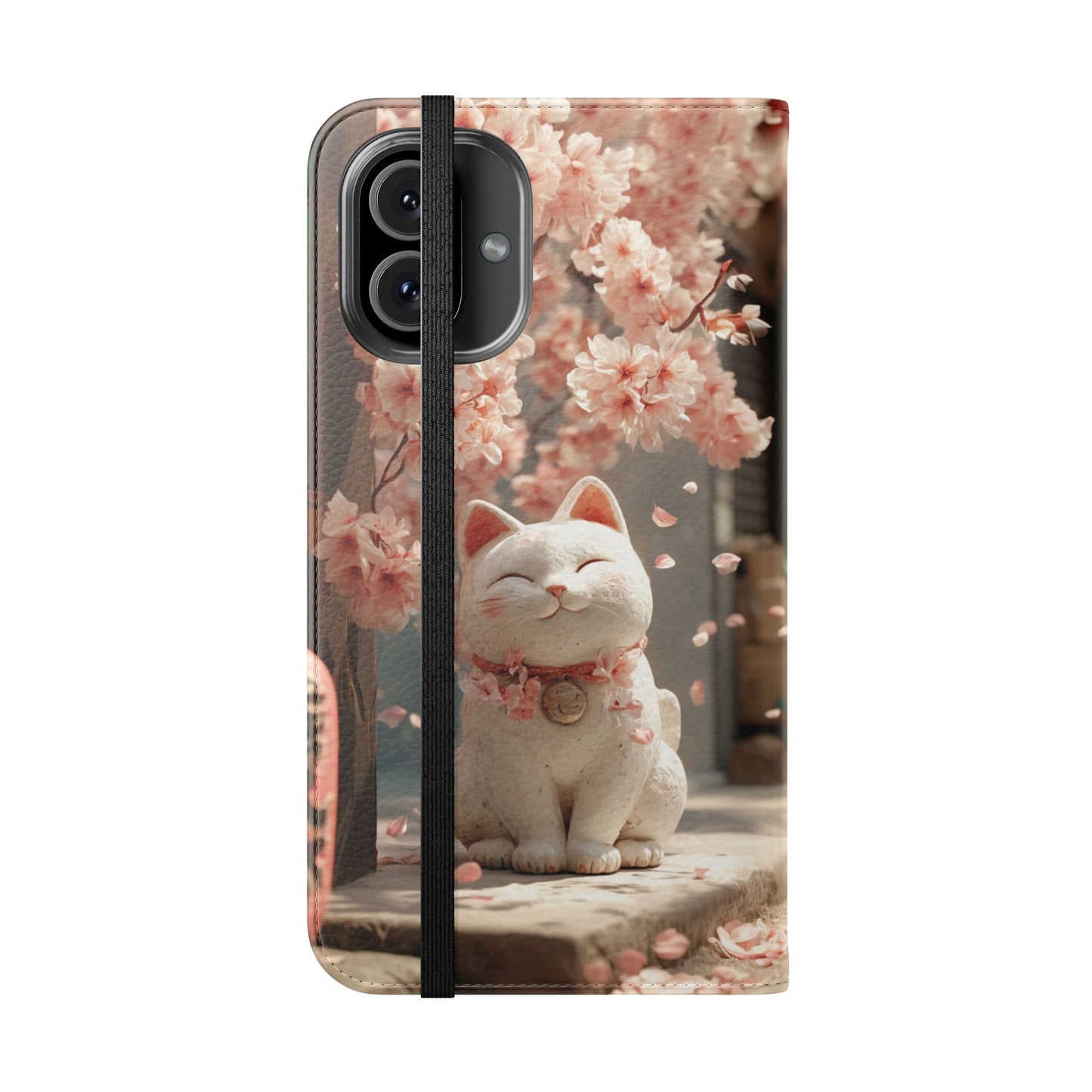 Sakura Lucky Cat - Wallet Flip Case