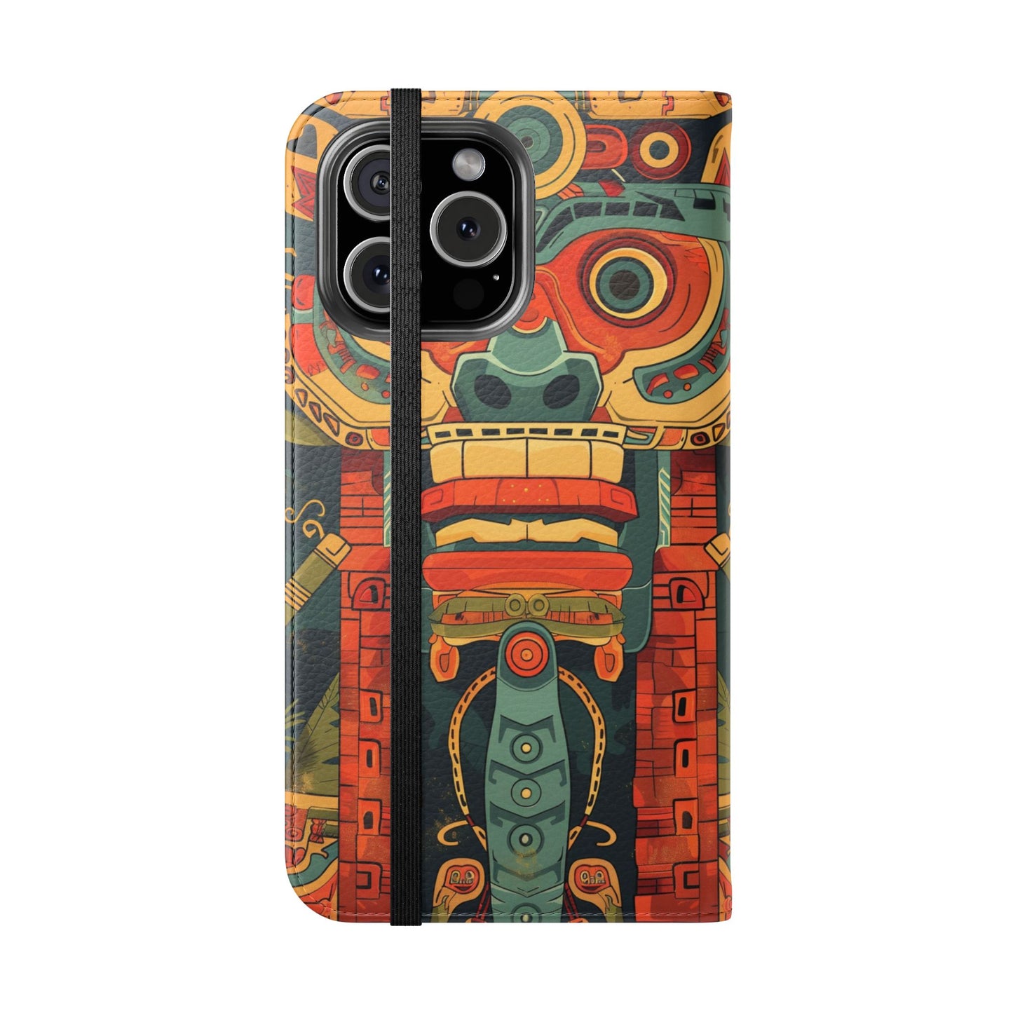 Aztec Totem Mask - Wallet Flip Case
