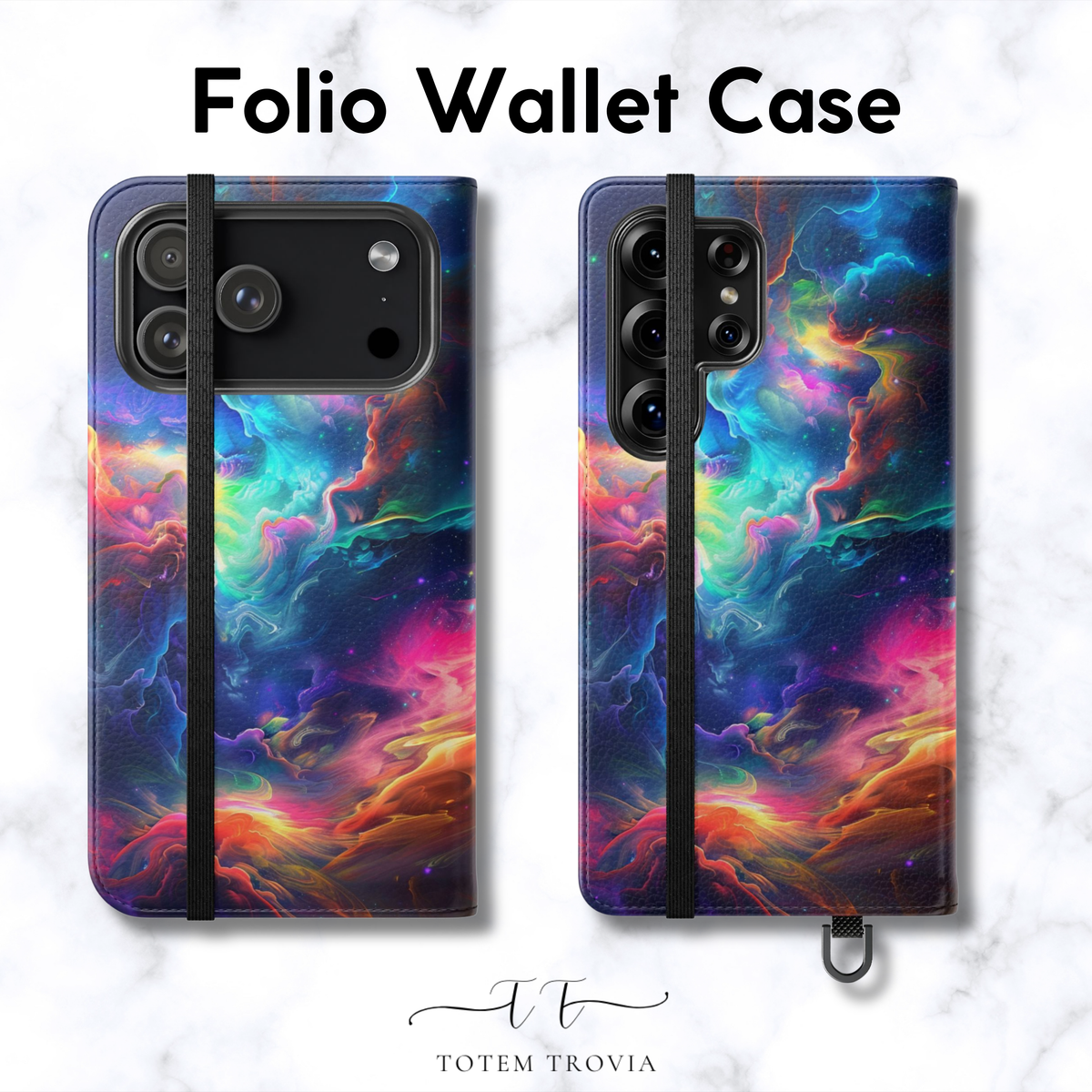 Rainbow Nebula Swirl - Folio Wallet Case