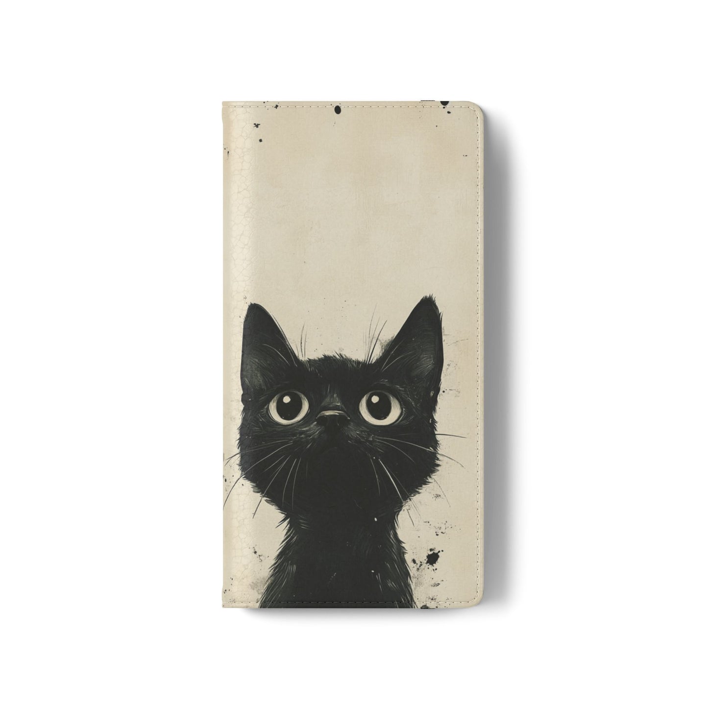 Black Cat Ink Sketch - Wallet Flip Case