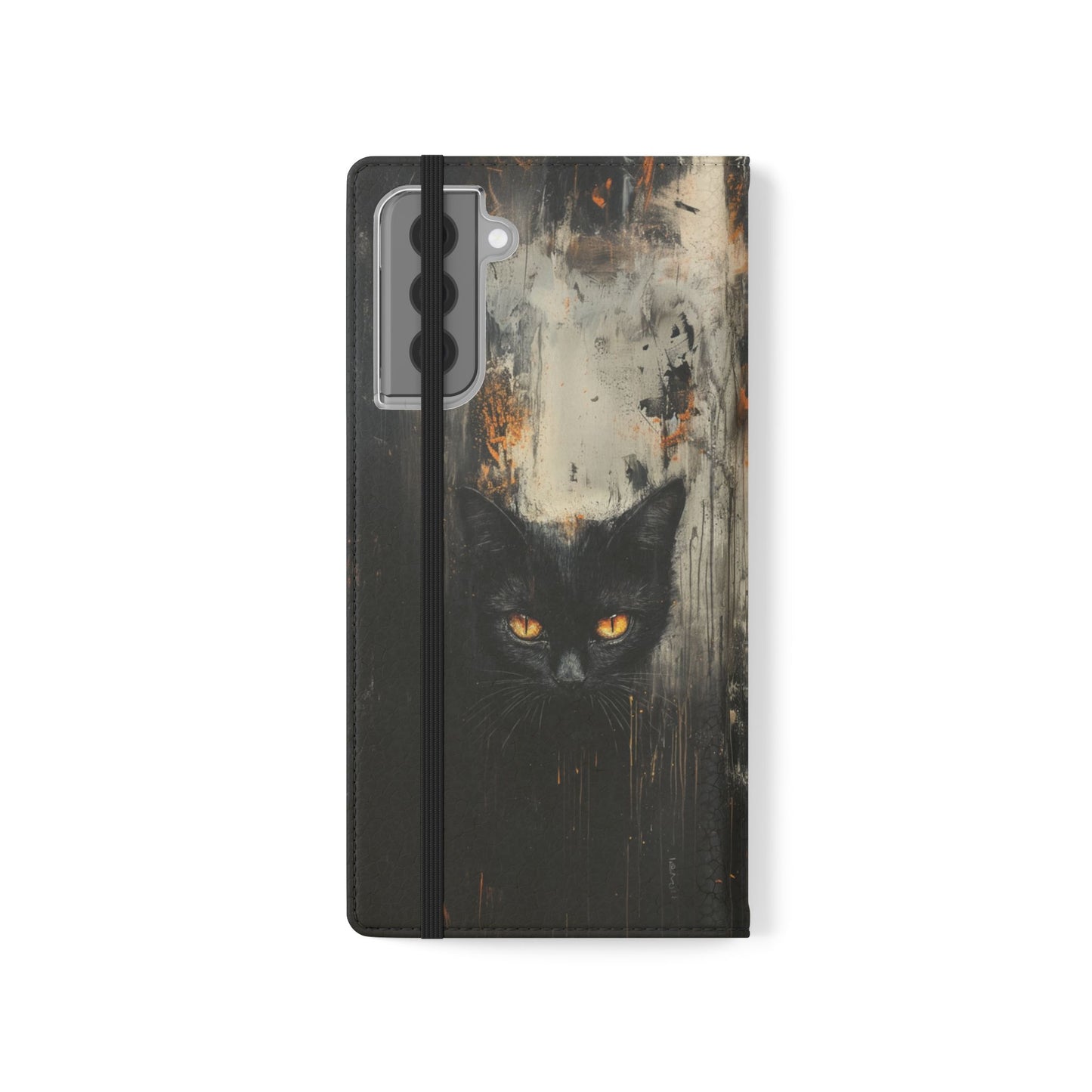 Black Cat Shadow Gaze - Wallet Flip Case