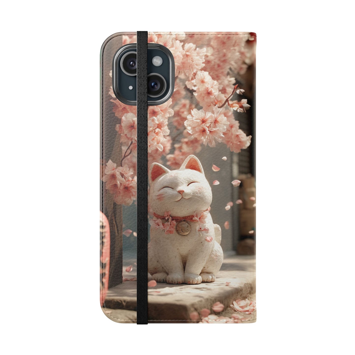 Sakura Lucky Cat - Wallet Flip Case
