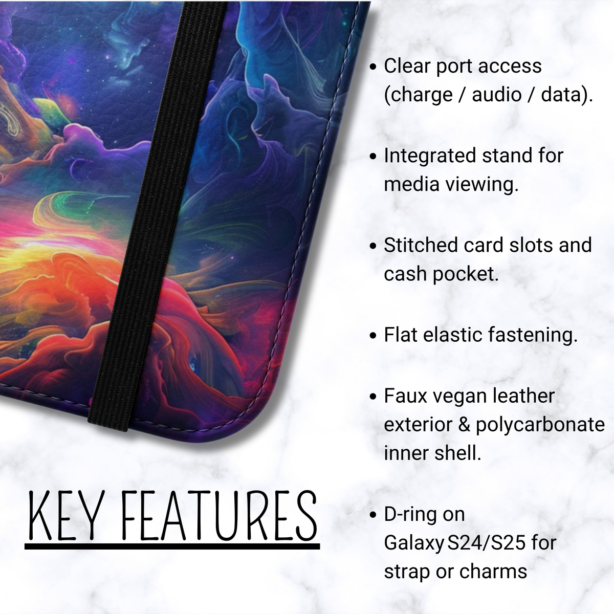 Rainbow Nebula Swirl - Folio Wallet Case