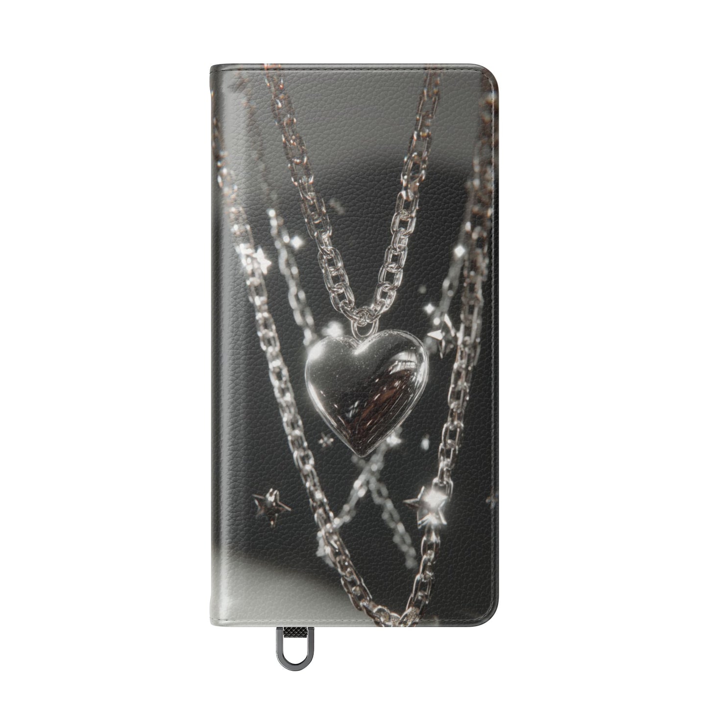 Silver Heart Chains - Wallet Flip Case