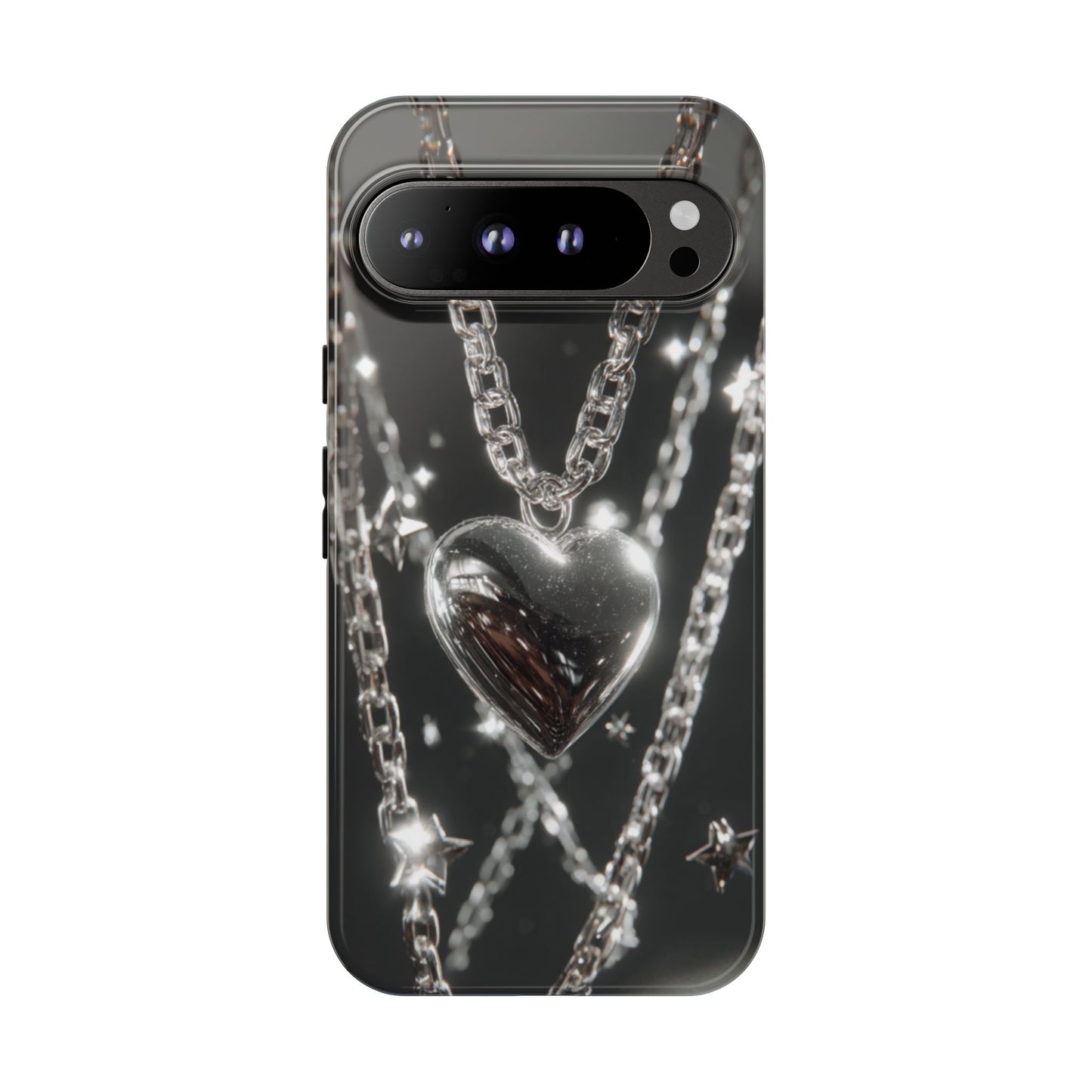 Silver Heart Chains - Tough Google Pixel Case