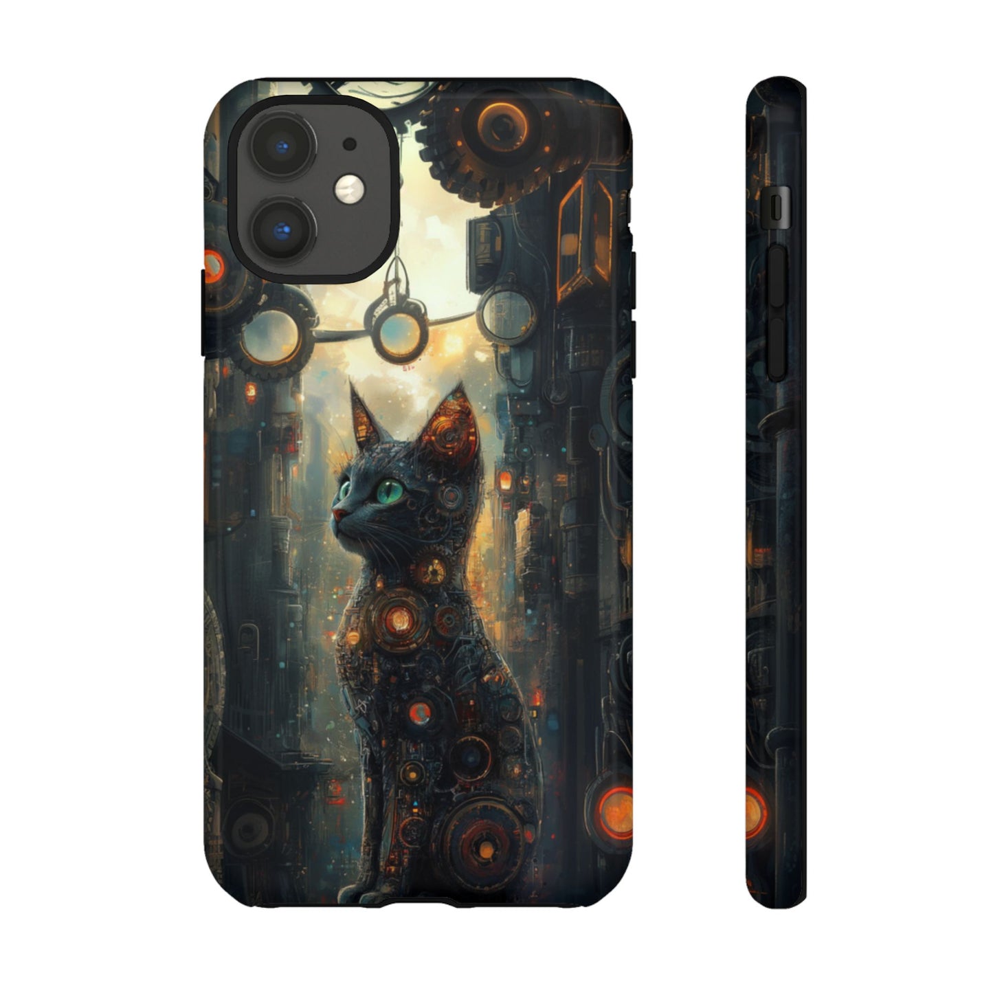 Cybernetic Steampunk Cat Phone Case – iPhone, Google Pixel, Samsung Galaxy