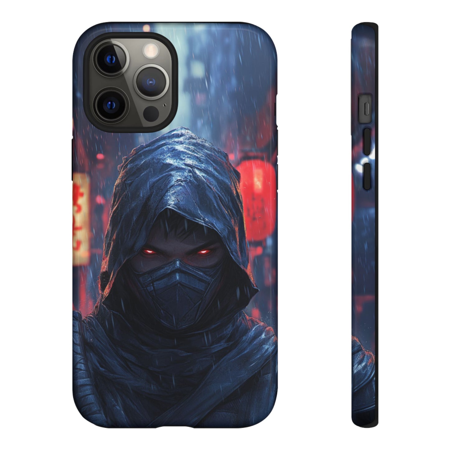 Cyberpunk Ninja Red Eyes Rain - Tough iPhone Case