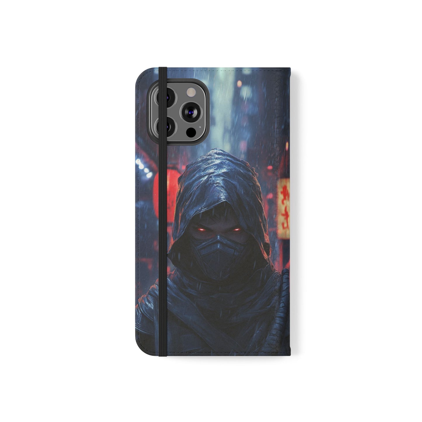 Cyberpunk Ninja Red Eyes Rain - Wallet Flip Case