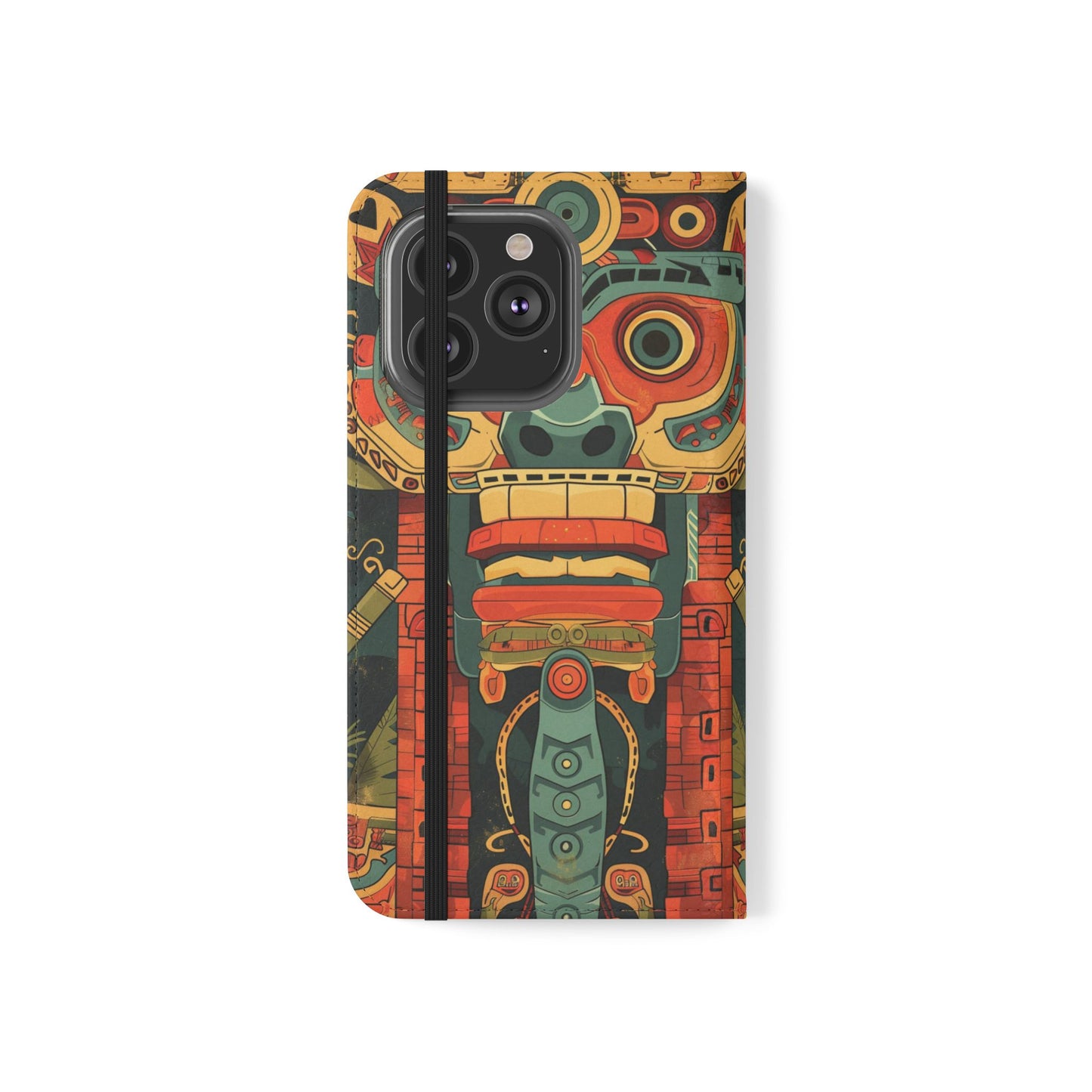 Aztec Totem Mask - Wallet Flip Case