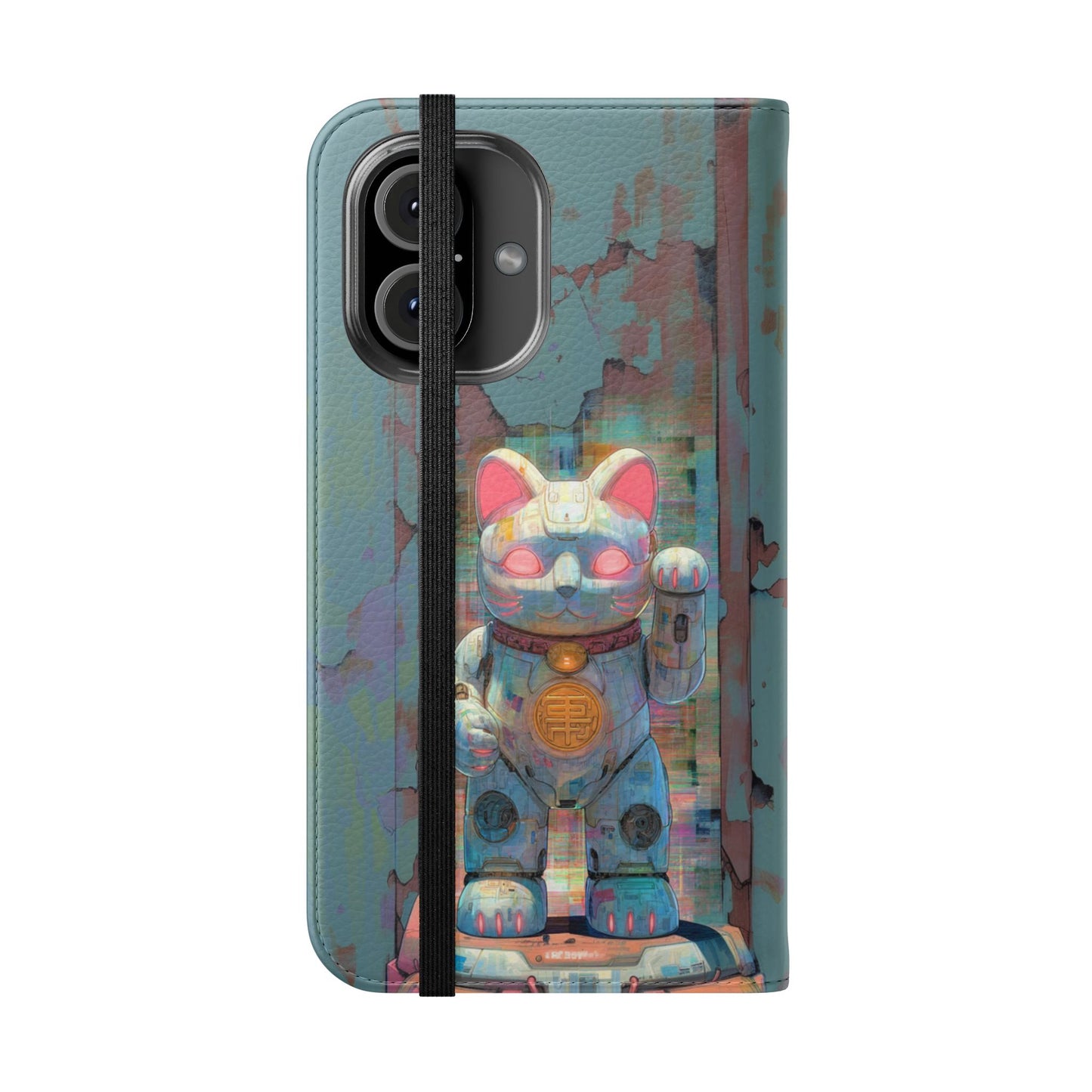 Cyber Lucky Cat - Wallet Flip Case