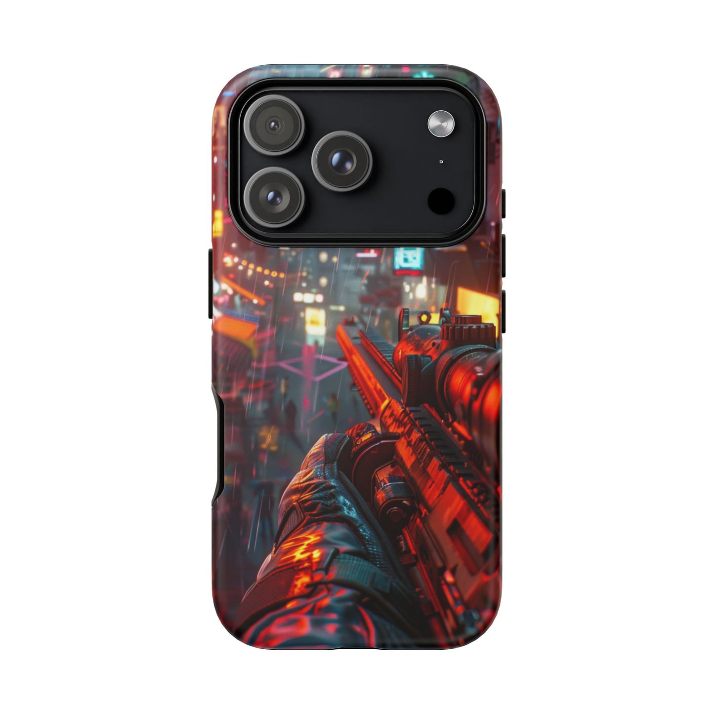 Neon Rain Sniper – Tough iPhone Case