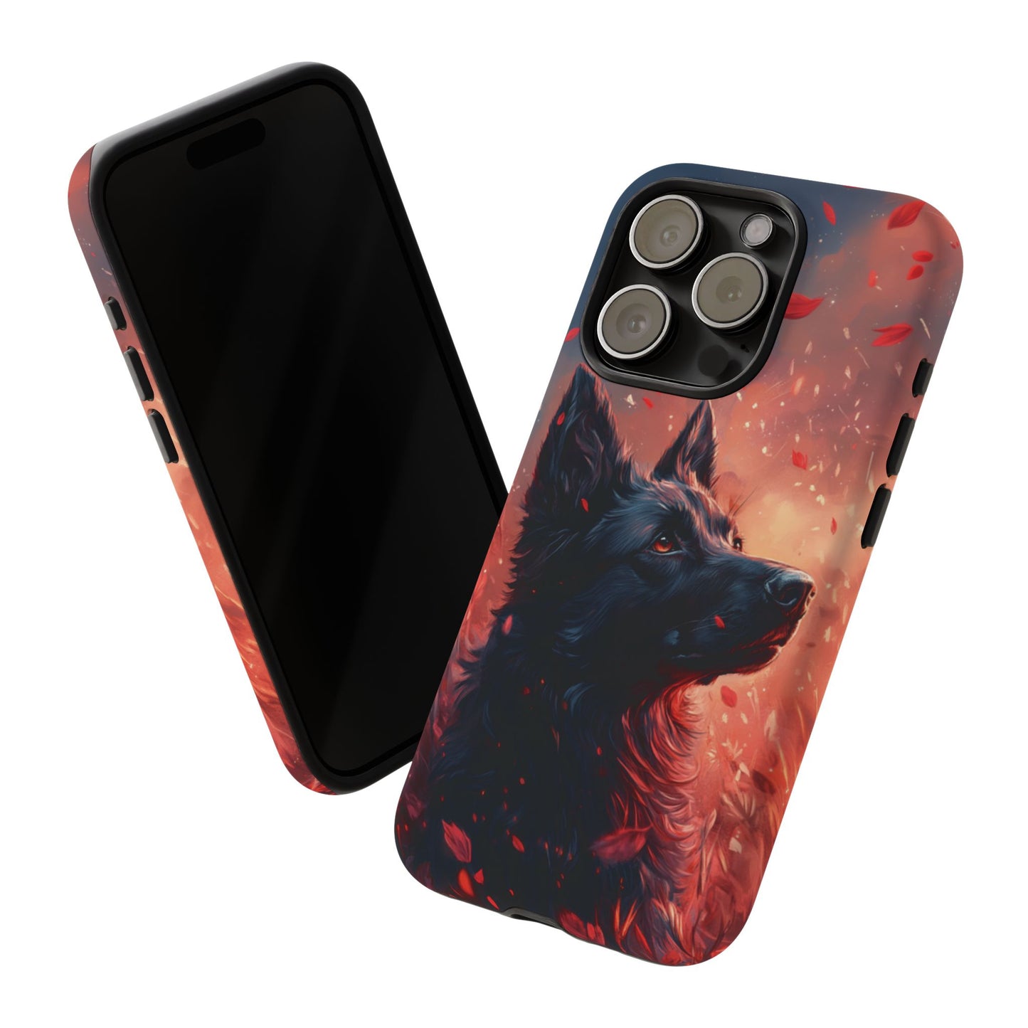 Graceful Canine in Falling Petals Phone Case – iPhone, Google Pixel, Samsung Galaxy