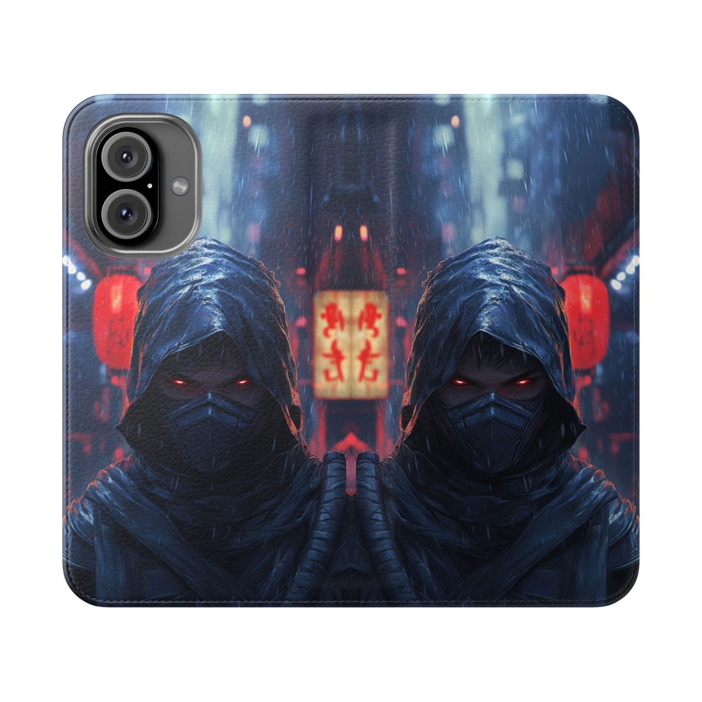 Cyberpunk Ninja Red Eyes Rain - Wallet Flip Case