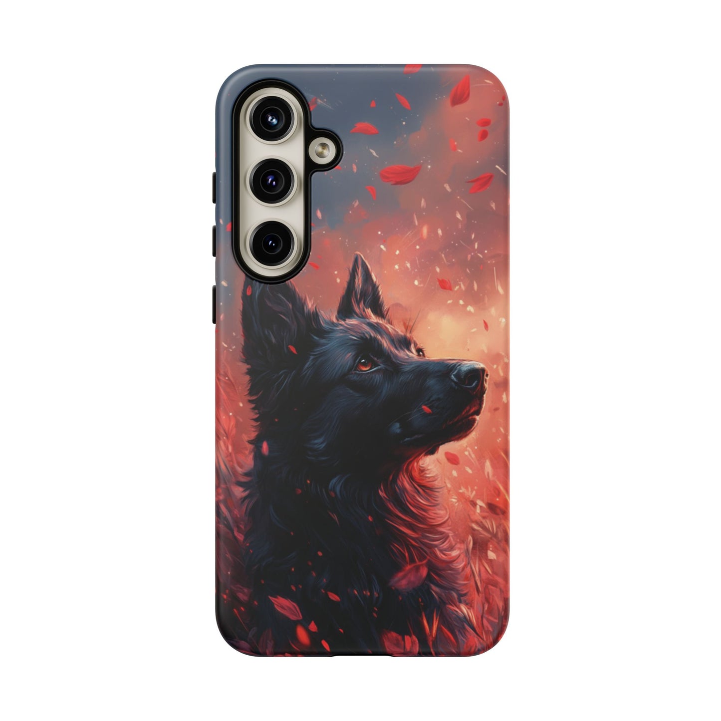 Graceful Canine in Falling Petals Phone Case – iPhone, Google Pixel, Samsung Galaxy