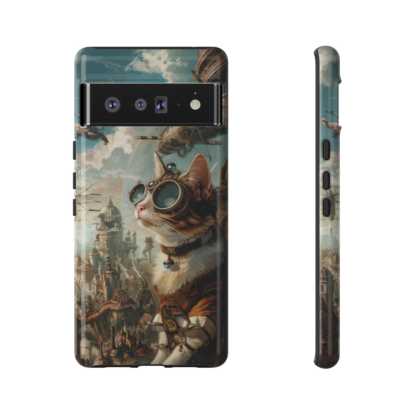 Steampunk Cat Adventurer - iPhone, Google Pixel, Samsung Galaxy