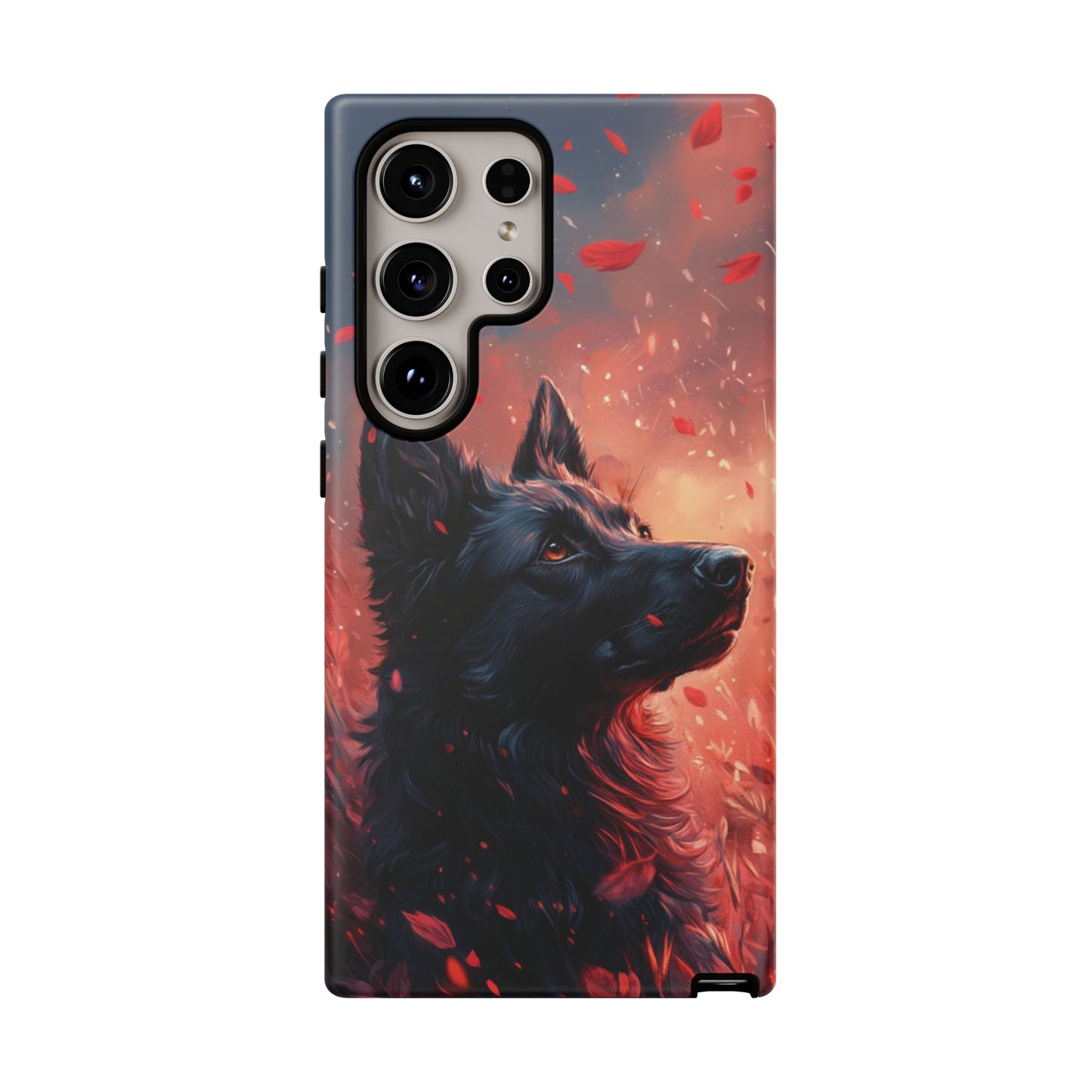 Graceful Canine in Falling Petals Phone Case – iPhone, Google Pixel, Samsung Galaxy