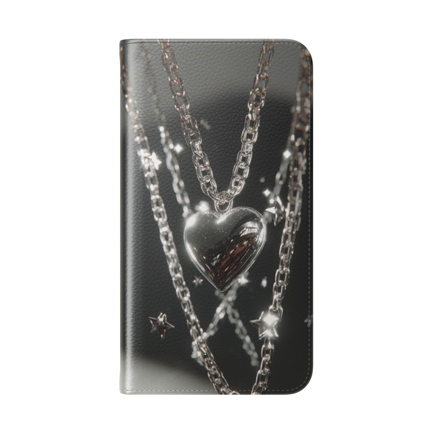 Silver Heart Chains - Wallet Flip Case