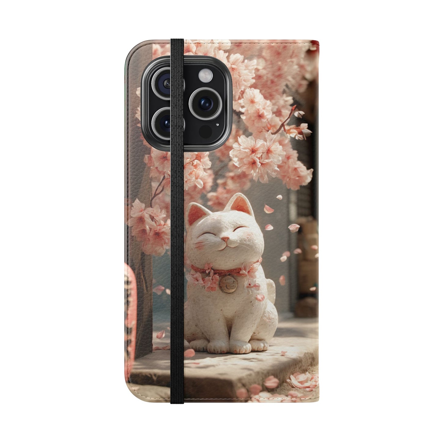 Sakura Lucky Cat - Wallet Flip Case