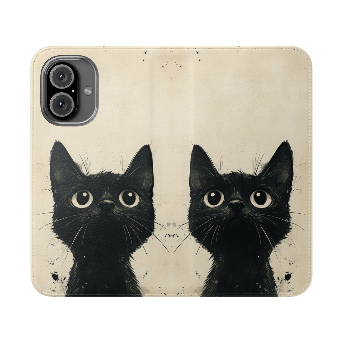Black Cat Ink Sketch - Wallet Flip Case