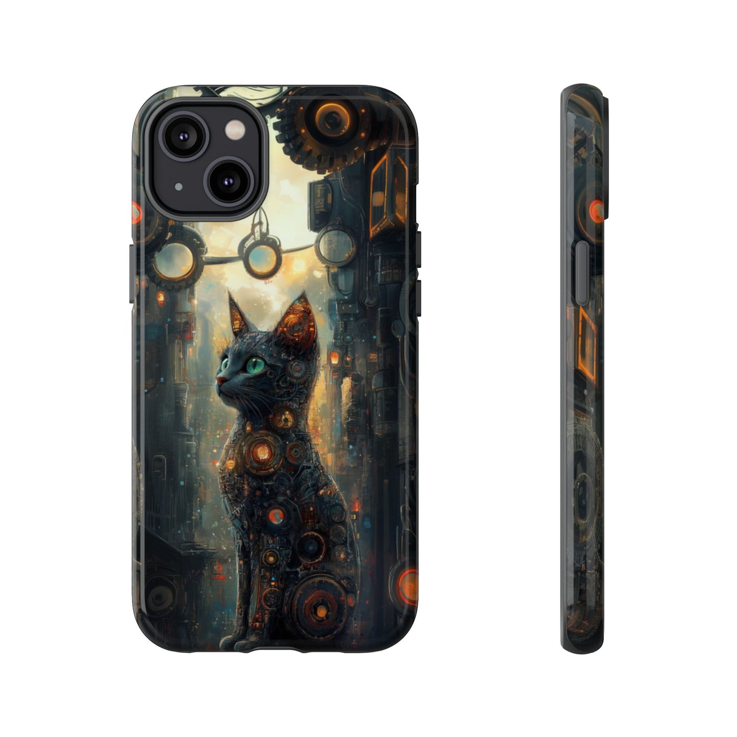 Cybernetic Steampunk Cat Phone Case – iPhone, Google Pixel, Samsung Galaxy