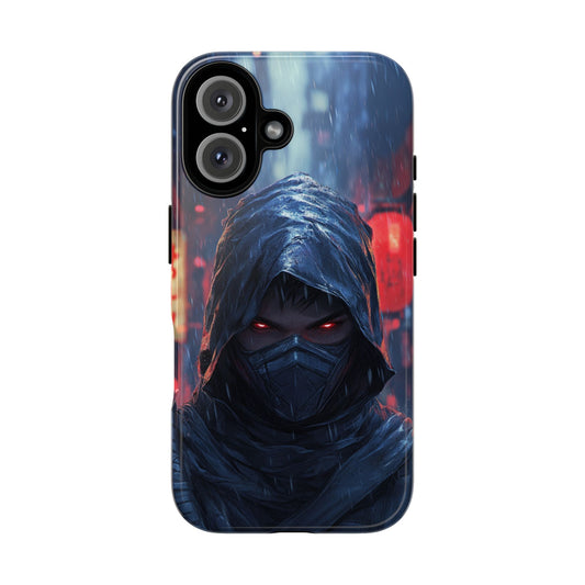 Cyberpunk Ninja Red Eyes Rain - Tough iPhone Case