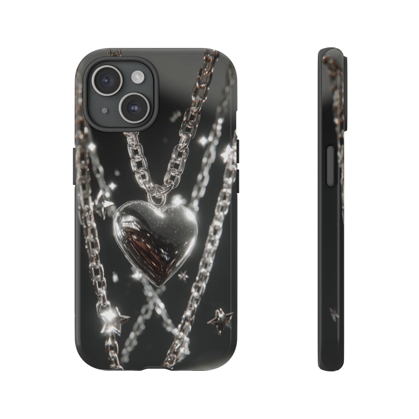 Silver Heart Chains - Tough iPhone Case