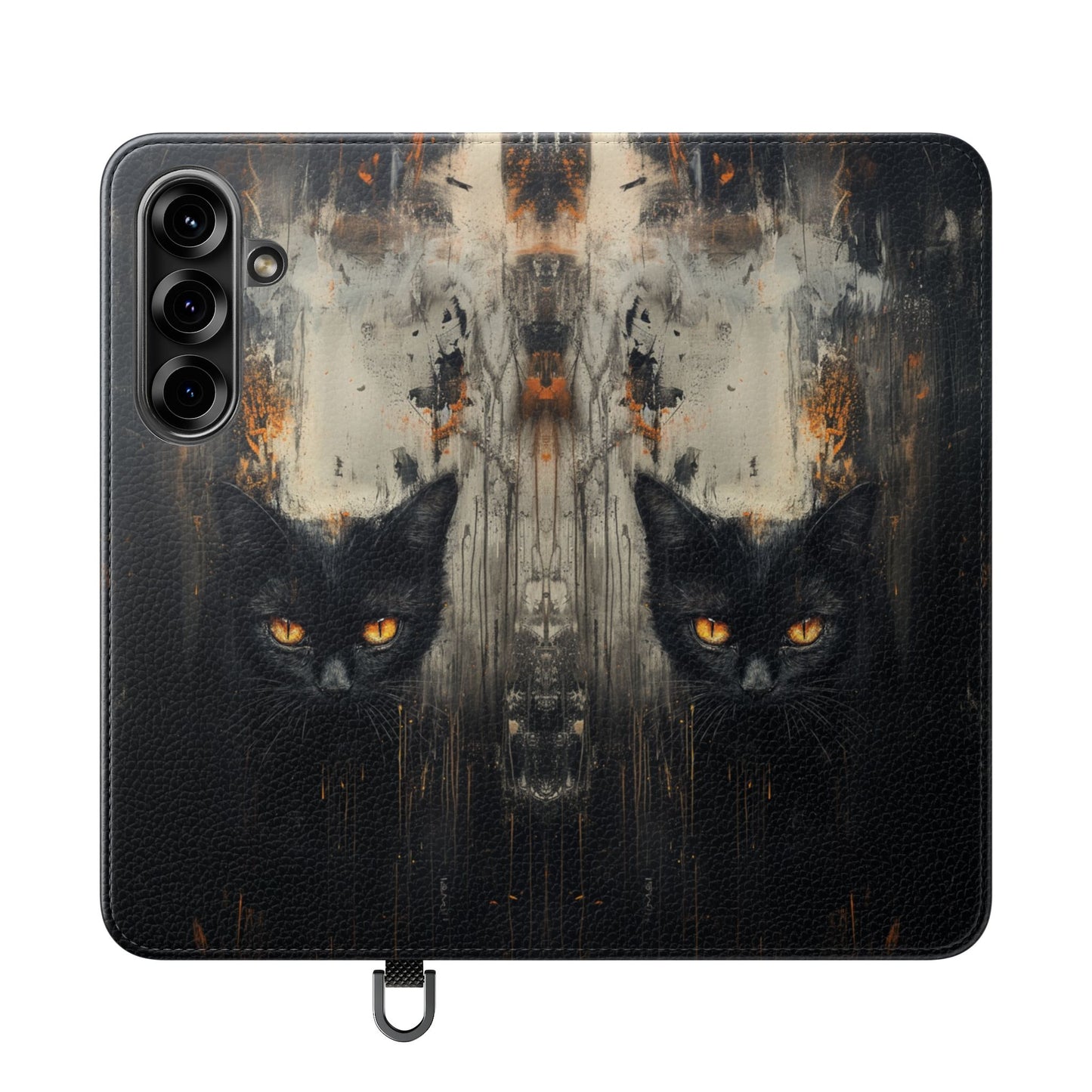 Black Cat Shadow Gaze - Wallet Flip Case