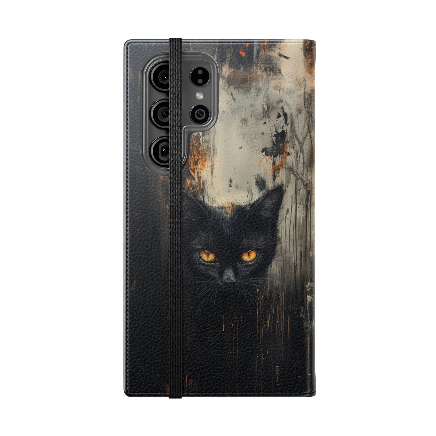 Black Cat Shadow Gaze - Wallet Flip Case