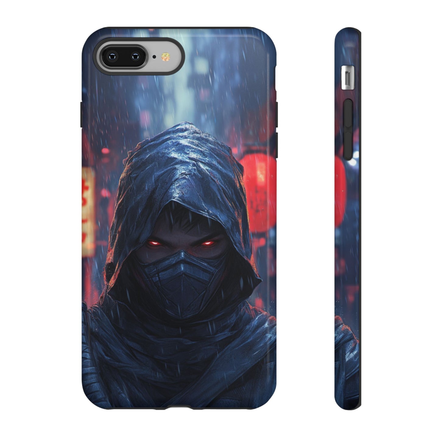 Cyberpunk Ninja Red Eyes Rain - Tough iPhone Case