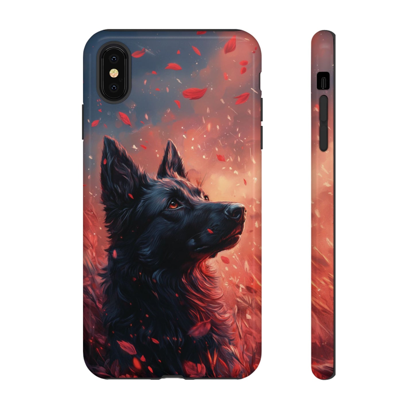 Graceful Canine in Falling Petals Phone Case – iPhone, Google Pixel, Samsung Galaxy