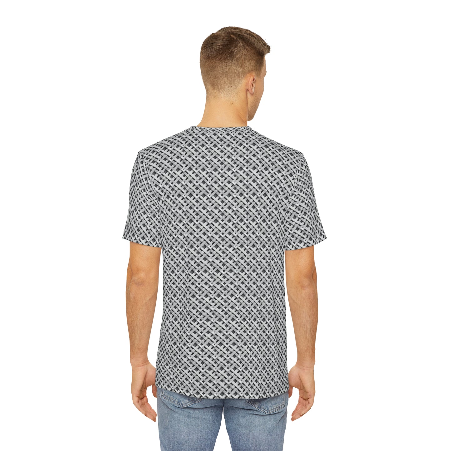 Geometric Lattice Optical Illusion All-Over Print T-Shirt