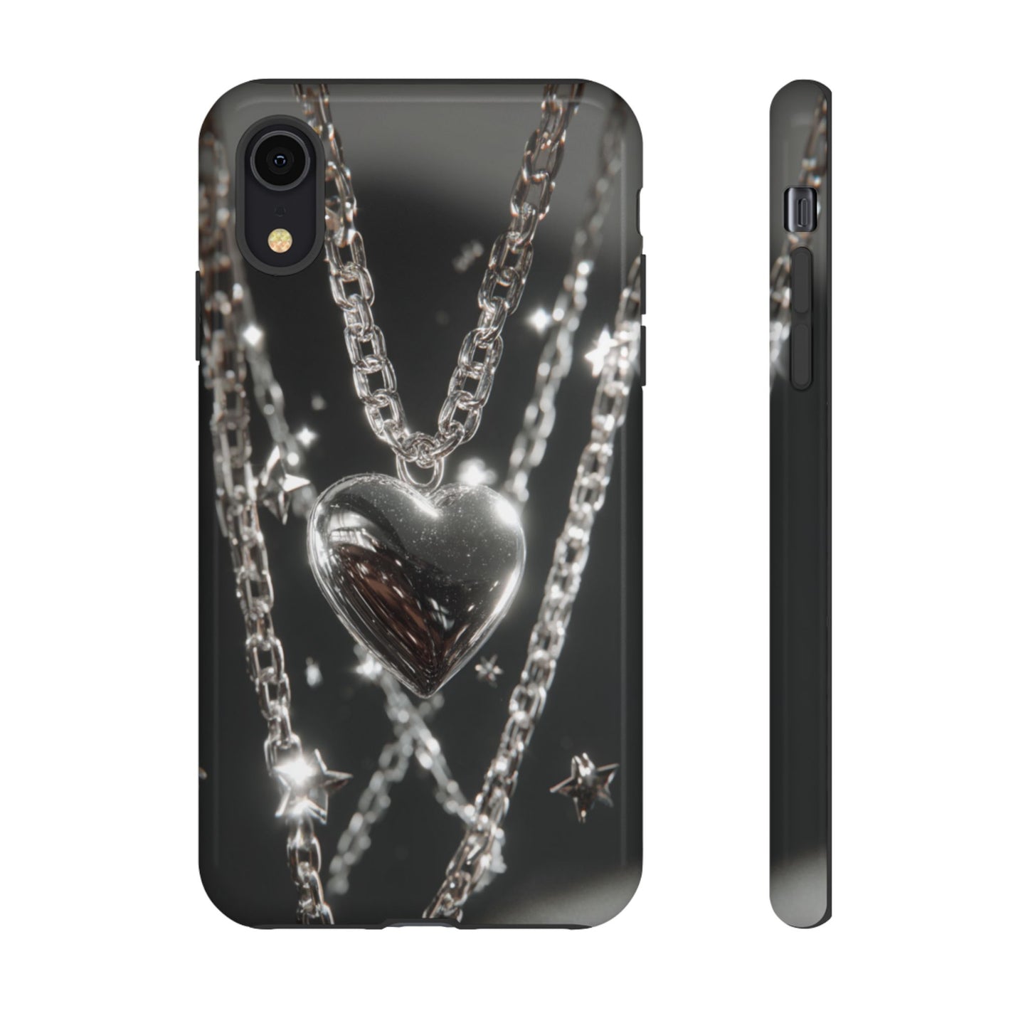 Silver Heart Chains - Tough iPhone Case