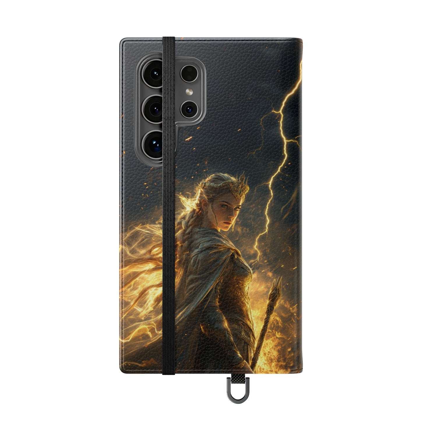 Elf Queen Golden Lightning Storm Crown - Wallet Flip Case