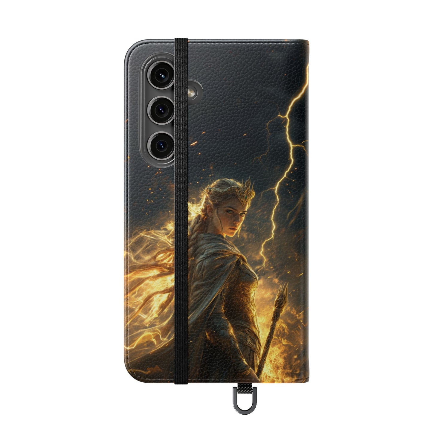 Elf Queen Golden Lightning Storm Crown - Wallet Flip Case