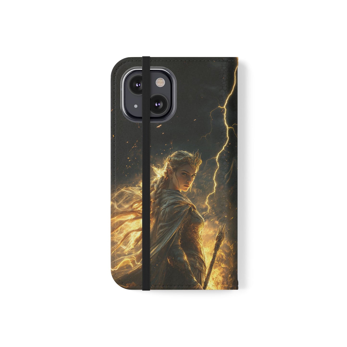 Elf Queen Golden Lightning Storm Crown - Wallet Flip Case
