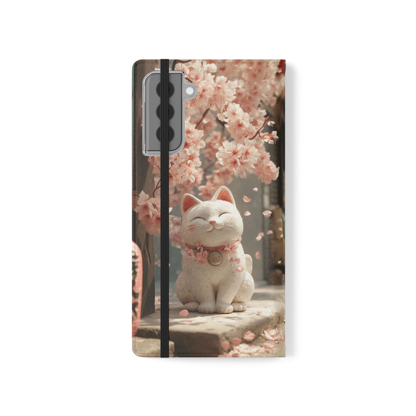 Sakura Lucky Cat - Wallet Flip Case