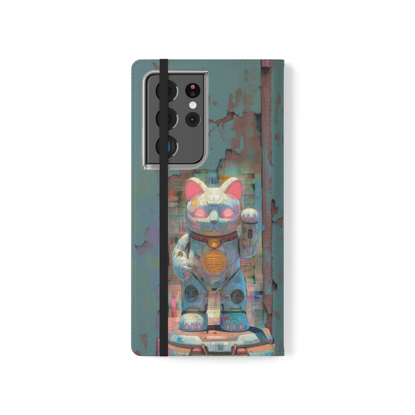 Cyber Lucky Cat - Wallet Flip Case