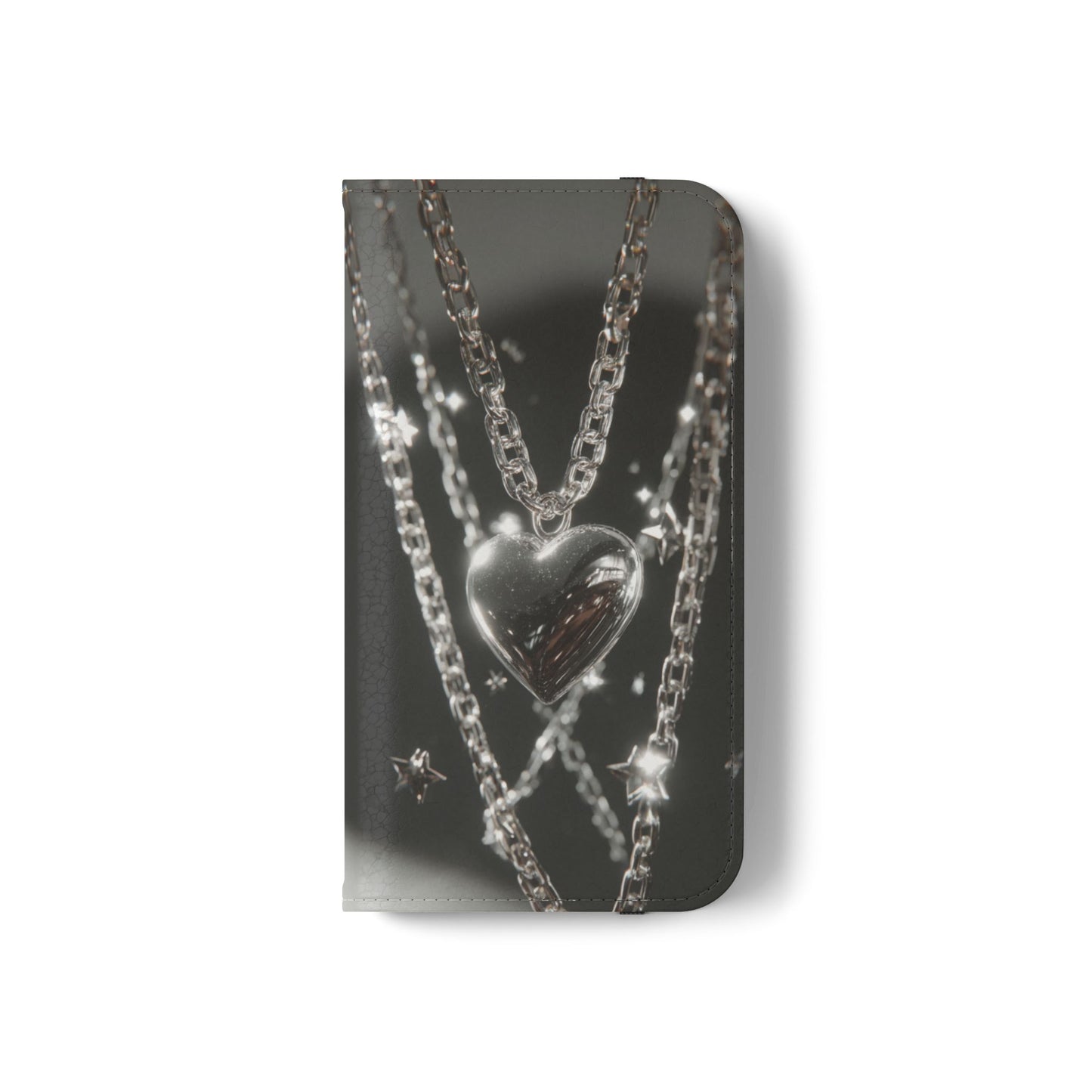 Silver Heart Chains - Wallet Flip Case